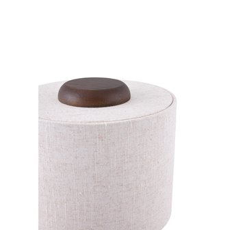 Lampa stołowa dark japandi drewniana Bosco z kremowym abażurem lnianym detal